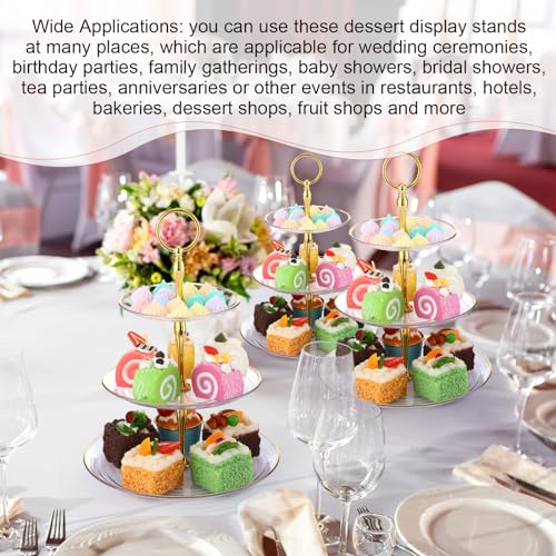 Teenyyou 8 Pack 3 Tier Plastic Cupcake Stand Bulk, Clear, Round - color: Clear, style: Round