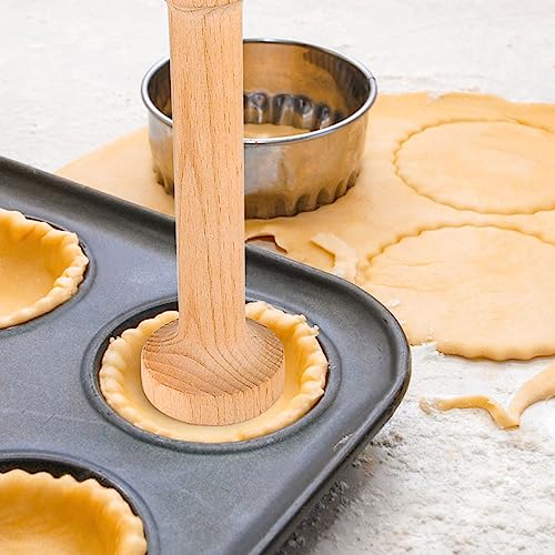 3 Pcs Wooden Tart Tamper Set, Double Side Pie Pastry Dough Tampers, DIY Cake Egg Tart Pan Mold Presser Baking tool for Mini Egg Tart Shells,Pastry, Cheesecake, Mini Pie and Dessert Baking