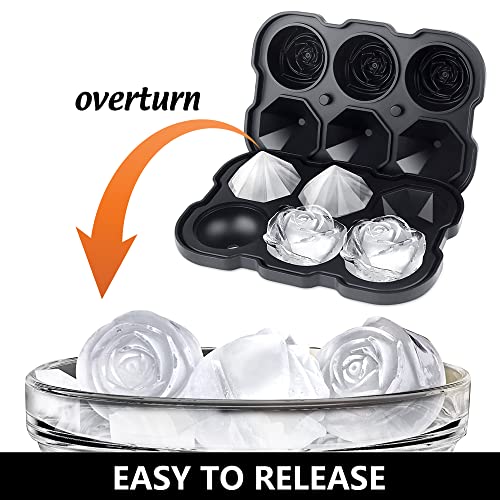 Silicone Ice Cube Tray with Lids, 2" Large Rose Ice Ball
