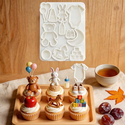 Bear Bunny Silicone Mold for Fondant Cupcake Toppers Dessert Candy - color: Bear Silicone Molds