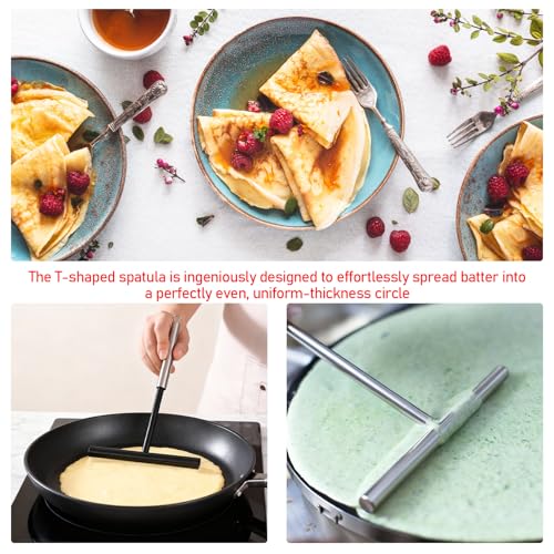 Crepe Spreader & Spatula Set, 3-Piece Offset T-Shaped 7" & 5" Stainless