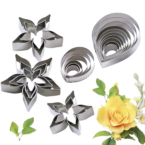 KALAIEN 23pcs/set Rose Petal Cutter Set Gum Paste Fondant Cake Cutters - color: Rose Petal Cutter Set (23pcs)