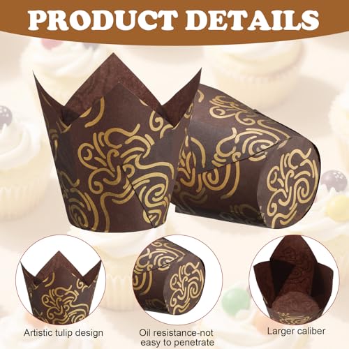 Tulip Cupcake Liners Muffin Cups, Brown - color: Brown