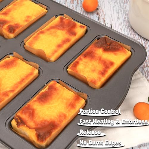 Mini Loaf Baking Pans Set 8-Cavity with 200 PCS Parchment Liners, Nonstick Bakeware Rectangle Bread Pan, Heavy Duty Banana Bread Pan, Grey - size: 14x9.39x1.3 Inch