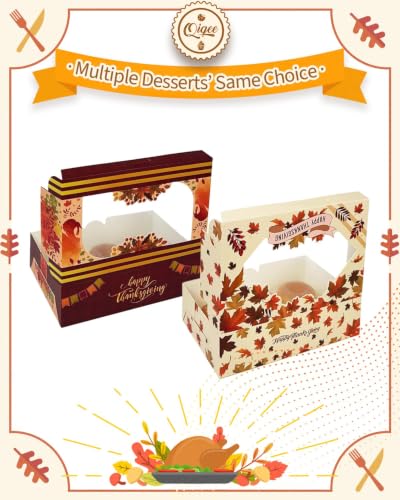 qiqee Thanksgiving Cookie Box with Window 9x6x2.5 inch 15Pcs Pastry Macaron Thanksgiving Leaves Bakery Box For Thanksgiving Day - color: Thanksgiving, size: 9x6x2.5 Inch
