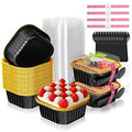40 Pack 10oz Mini Cake Pans with Lids,Aluminum Foil Cake Tins - color: Black, size: 40 Pack 10oz