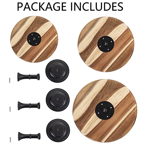 NUPTIO Wooden Cake Stand Set, Round Dessert Display Holder, 3 Pcs - size: Diam 7.87"/9.84"/11.81" (3-Piece Set)
