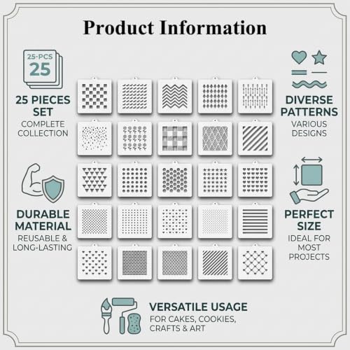 Cookie Stencils 25 PCS Reusable Plastic Biscuit Cake Stencils