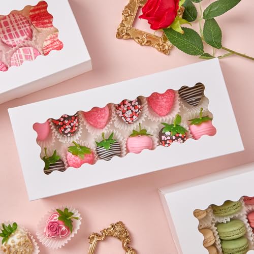 White Cookie Boxes with Window, 30 Pack, 12.5" x 5.5" x 2.5" - size: 12.5" x 5.5" x 2.5"