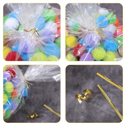 EIHPDEI 250Pcs Clear Gift Bags 12"x16" with 250Pcs Gold Twist Ties