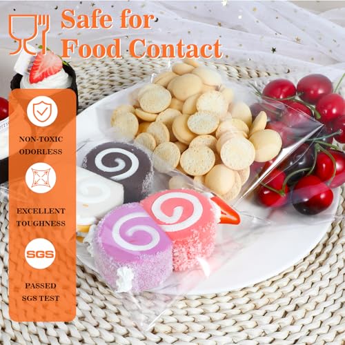 100Pcs 5-1/4 x 7-1/5 Inch Self Sealing Cello Cellophane Bags Clear Plastic Sleeves - Fit 5x7 Inch Photo A6 Cards Cookie - size: 5.25 x 7.2 inches