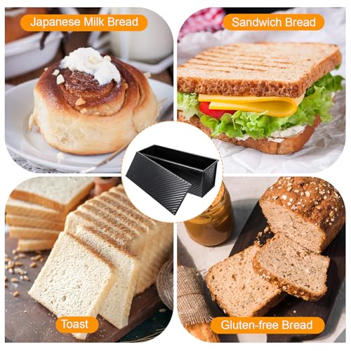 Pullman Loaf Pan with Lid 13x4 Inch, 2.2lb Carbon Steel Bread Pan, 2.2 lb Dough Capacity Bread Loaf Pans Heavy Duty, for Homemade Sourdough & Sandwich Breads, Nonstick & Easy Clean, Black