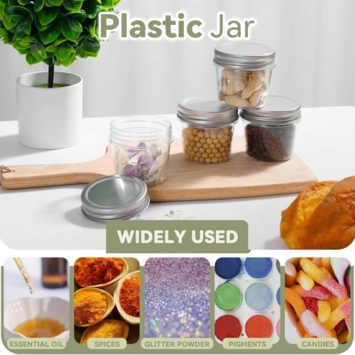 novelinks 4 oz Plastic Small Mason Jars and Small Plastic Jars with Lids - color: Silver, size: 20 Pack 4 Ounce