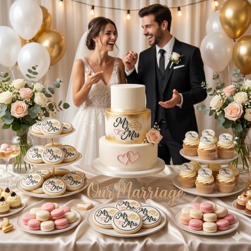 3D Mr. or Mrs. Cookie Cutter and Stamp, ideal for weddings, civil weddings, engagement parties, 8cm (3.15 inch) Mr. and Mrs. circular mold for fondant, cookies, crafts and any cold dough. - color: Mr o Mrs