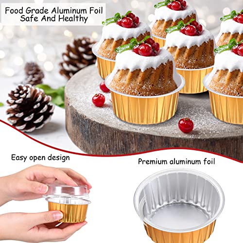 150 Pcs 5oz Aluminum Foil Baking Cup Disposable with Lids, Gold, Silver - color: Gold, Silver