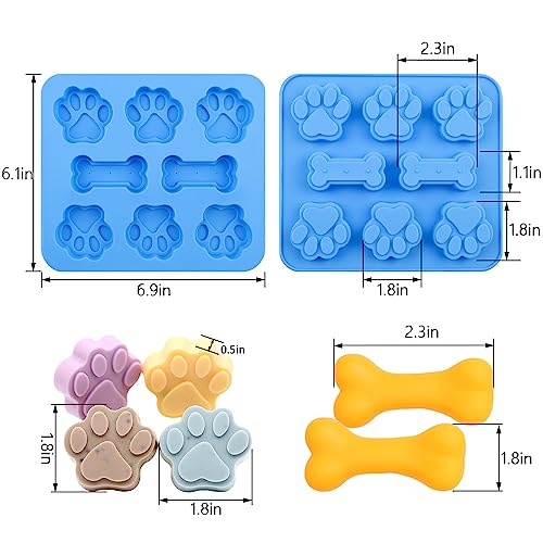 Paw Print Mold Dog Treat Mold Bone Silicone Molds 3 Pcs Dog Treat Molds for Baking Dogs Paw Puppy Treat Ice Cube Trays Cookies Chocolate Candies - color: A