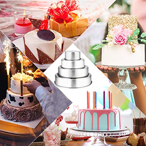 TeamFar Cake Pan, Stainless Steel Round Baking Pans Set for Layer Cake Pie