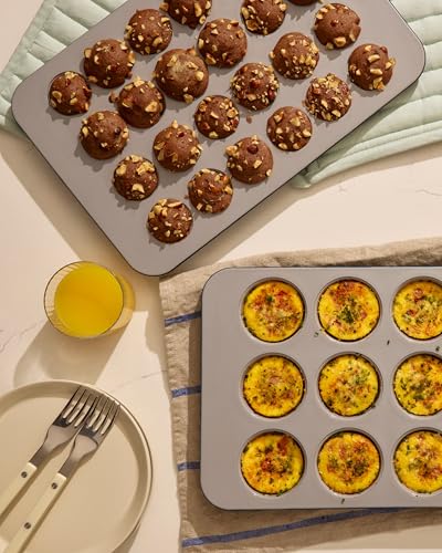 Caraway 24-Cup Non-Stick Ceramic-Coated Mini Muffin Pan - color: Sage, size: 24 Cup Muffin Pan (1x)