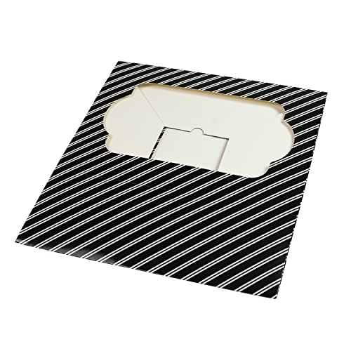 Global Sugar Art 10-Count 14x10x5 Quarter Sheet Cake Box with Window, Black - color: Black Stripe