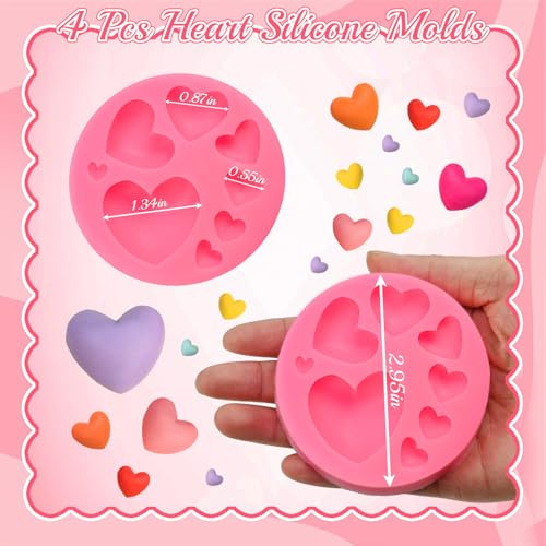 Heart Fondant Mold, 4 Pcs Heart Chocolate Molds Silicone - color: Heart