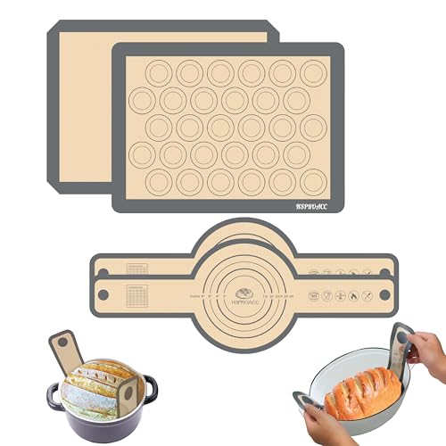 Set of 4 Silicone Baking Mat,Bread Slingx2,Baking Matsx2