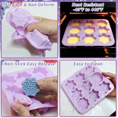 Snowflake Silicone Mold, 2Pcs Christmas Chocolate Molds - color: Purple