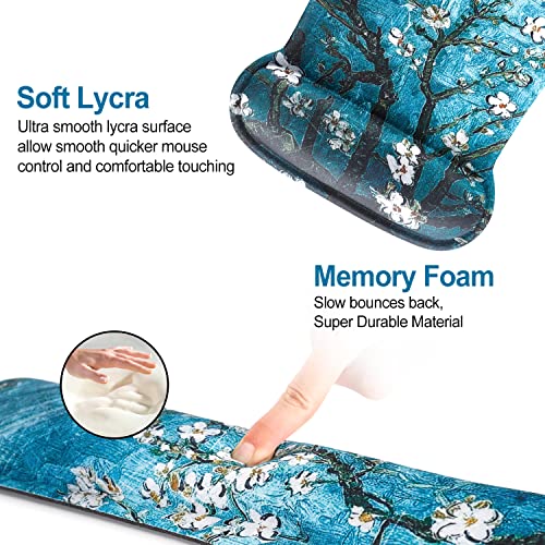 ToLuLu Keyboard Wrist Rest Pad Ergonomic Mouse Pad Set, Gel Mousepad for PC - color: Van Gogh Painting