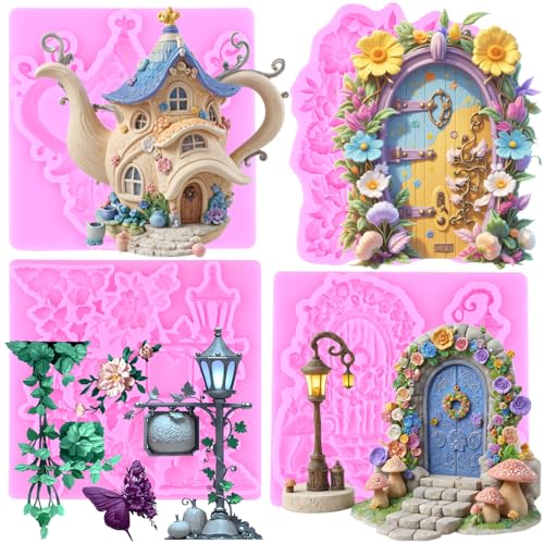 Fairy Garden Door Silicone Mold Wooden Door Fondant Mold - color: Style E