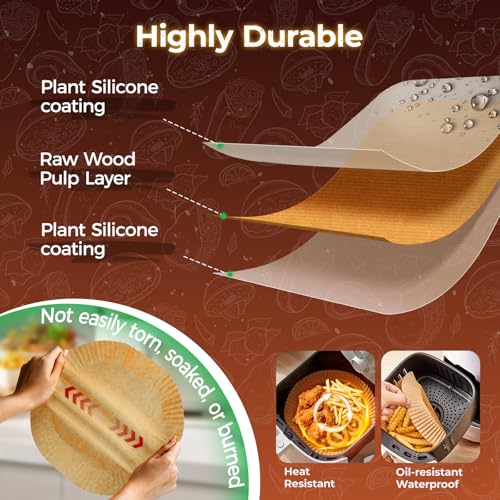 Ctizne Round Air Fryer Paper Liners Disposable 305Pcs - size: 8 inches Round
