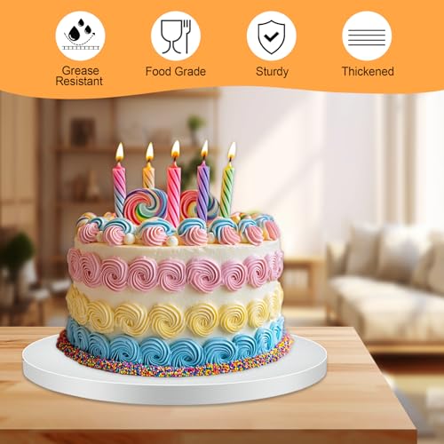 12 PCS Cake Drums 12 Inch Round, 1/2 Inch Thick Cake Boards, Food-Grade White Cardboard Cake Bases for Layer Cakes, Weddings, Birthdays & Bakery Use - size: 12 Pieces 12 inch