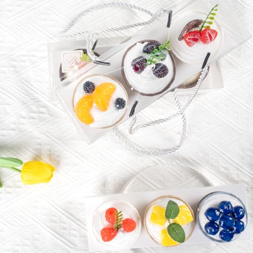 20Pcs Clear Cupcake Boxes with Handle, Cupcake Carrier for Party - color: A-White 9x3x3in