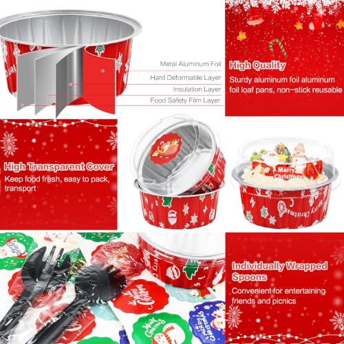 Christmas Mini Cake Pans with Lids, 5oz Round Mini Cake Tins, 30Pack - color: Christmas Color 30Pcs