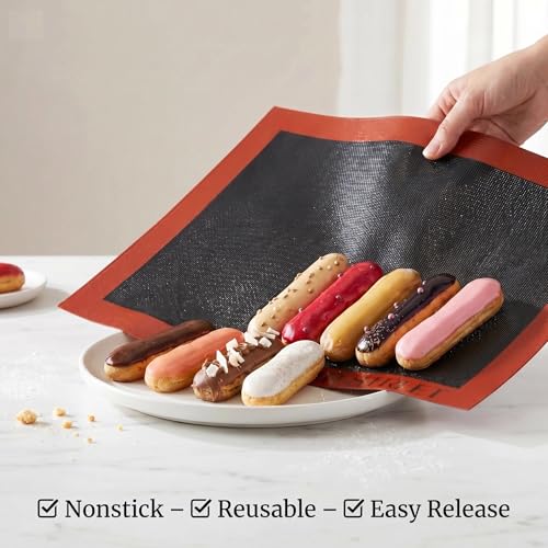 Perforated Silicone Baking Mats - Eclair Mat, Full Sheet 15x23in, Pack of 2 - size: Full Sheet Size - 15" x 23"(Pack of 2)