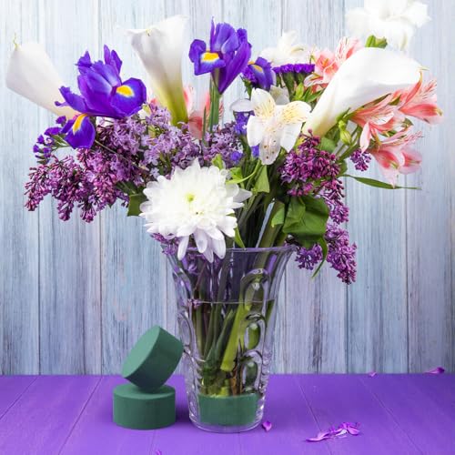 Green Floral Foam Blocks 9Pcs Round Flower Foam Blocks Wet and Dry Foams for Flowers Arrangements 3.1"x 1.5" Wet Dry Florals Foams for Flower Box Florist Home Wedding Birthdays Decoration