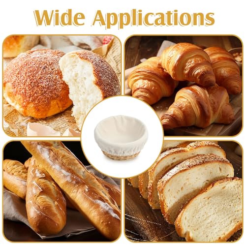 Bread Proofing Basket Cloth Liner 6Pcs 10 Inch Round Banneton Liner Natural Rattan Banneton Bread Proofing Cover Basket Cloth Liner Sourdough Bread Baking Supplies Cloth Bowl Covers for Bread Proofing - color: Round, size: 10 Inch