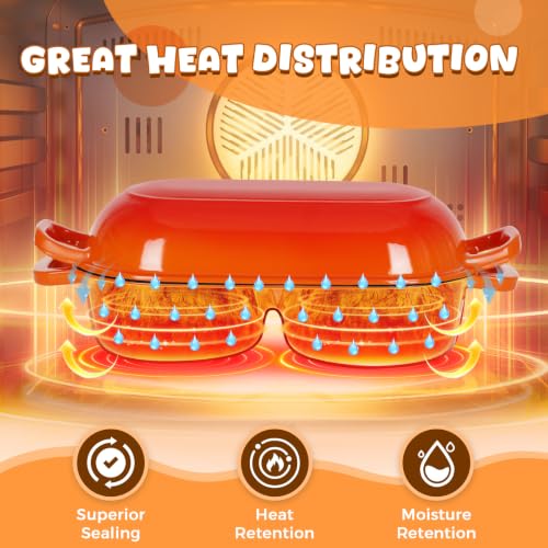 Double Dutch Oven for Sourdough Bread Baking, 2.6QT (Orange) - color: Orange