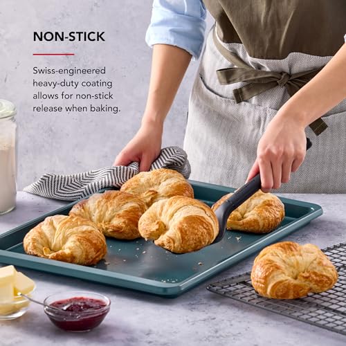 KitchenAid Nonstick Aluminized Steel Baking Sheet, Dishwasher Safe, Agave, 13x18 Inch - color: Agave, size: 13 x 18 Inch