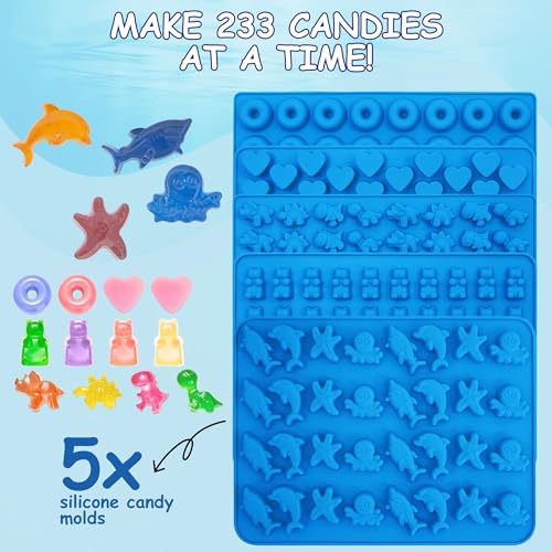 Sidosir 7Pcs Silicone Marine Theme Starfish Ocean Molds, Non-Stick Dinasur Chocolate Mold for Parties, Silicone Bear Gummy Mold for Make Gummies, Gummy Heart for Home Diy - color: Ocean Animal