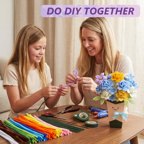 Cwczhi 3600 PCS Pipe Cleaner Flower Kit, 52 Colors Pipe Cleaners Craft - color: 52 color