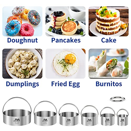 Biscuit Cutter Set for baking 2inch 2.5inch 3inch 3.5inch 4inch 5inch large size Round Cookies Cutter with Handle Professional Baking Dough Tools 6pcs set - style: 6pcs with handle(2-5in)