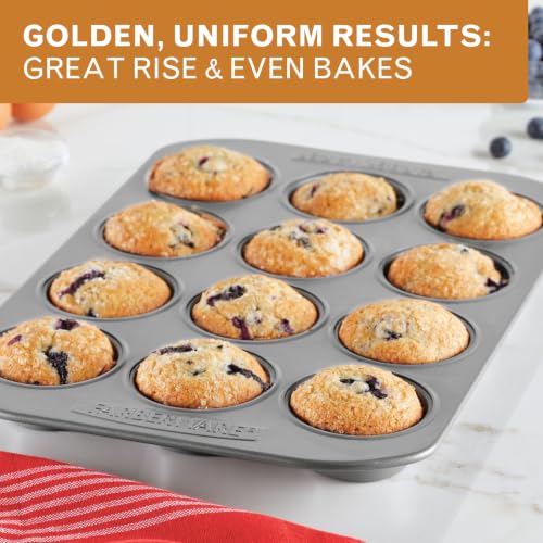 Farberware Bakeware Nonstick Muffin & Cupcake Pans, 12-Cup, Gray - color: Gray
