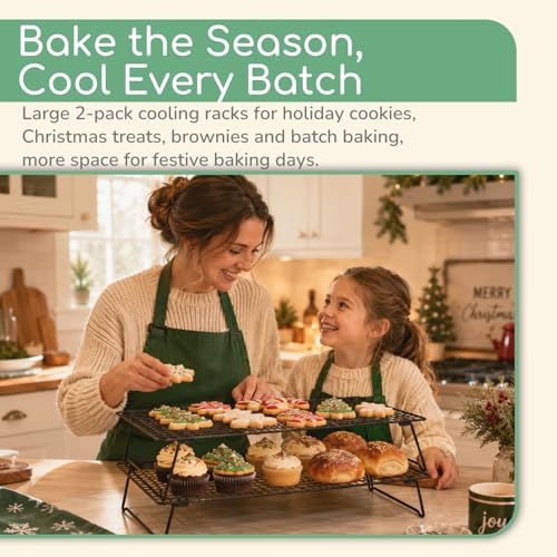 Cooling Racks for Baking, 2-Pack Stackable 17 x 11 in, Black - size: Set of 2 - 16.8x11x3 inch