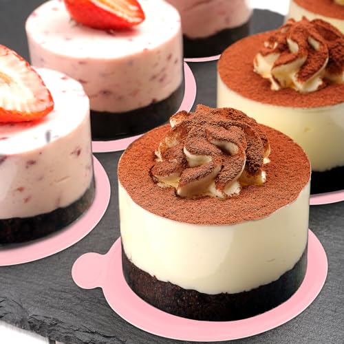 PineHaven 100 Pcs Mini Cake Boards 3 Inch,Pink Round Cardboard Cupcakes Base for Desserts, Pastries, Mousse, Food Grade Disposable Cake Display Board for Wedding,Party Bakin,Birthday,Cake DIY - size: 3.1 inch Pink