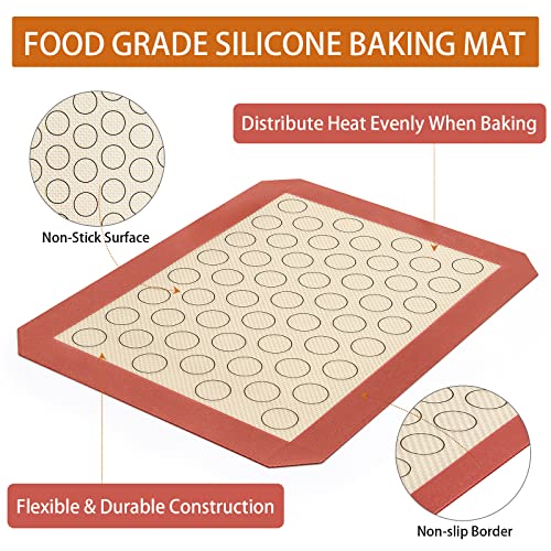 Baking Sheet with Silicone Mat Set of 4 [2 Sheets + 2 Mats], Deedro Stainless Steel Cookie Sheet Baking Pan with Silicone Baking Mat, 12 x 10 x 1 Inch, Non Toxic, Heavy Duty, Easy Clean - size: 12 inch