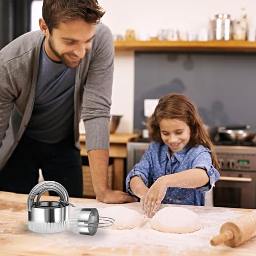 5 Pcs Round Biscuit Cutter Set with Handle - size: Round