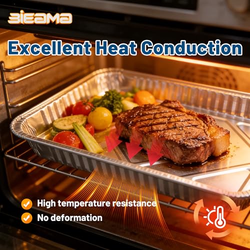 BIEAMA 100 Pack Aluminum Pans 9" x 13" Quarter Size Disposable Foil Pans - size: 13" × 9" 100PACK