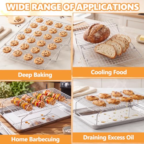 Leonyo 2-Tier Stackable Cooling Rack, 15 x10 Inch Wire Baking Racks - color: Silver