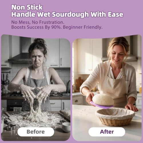 Sapid Silicone Bowl Scraper Flexible Curved Edge Dough Scraper Baking Bread - color: Purple