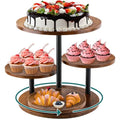 4-Tier Rotating Wood Cupcake Stand for 50 Cupcakes, 360° Rustic Farmhouse Cake Tower with Tiered Trays, Elegant Dessert Display for Weddings, Birthdays, Baby Showers & Tea Parties