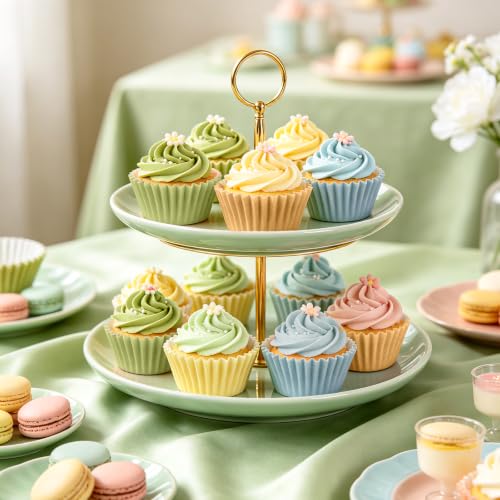 FYSUIMU 400 Pcs Blue Yellow Cupcake Liners Bear Inspired Paper Baking Cups Blue Yellow Sage Green Muffin Liner Cake Storage Container for Baby Shower Birthday Party Supplies - color: Blue Yellow Green